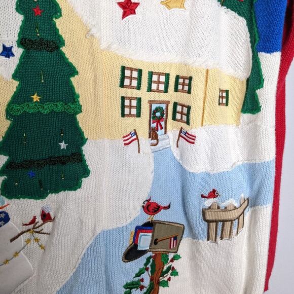 The Quacker Factory Vintage V-Neck Christmas Cardigan Snowman Angel Size M - Picture 5 of 8